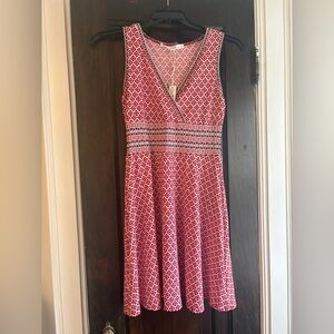 Max Studio Red and Navy Geometric Dress